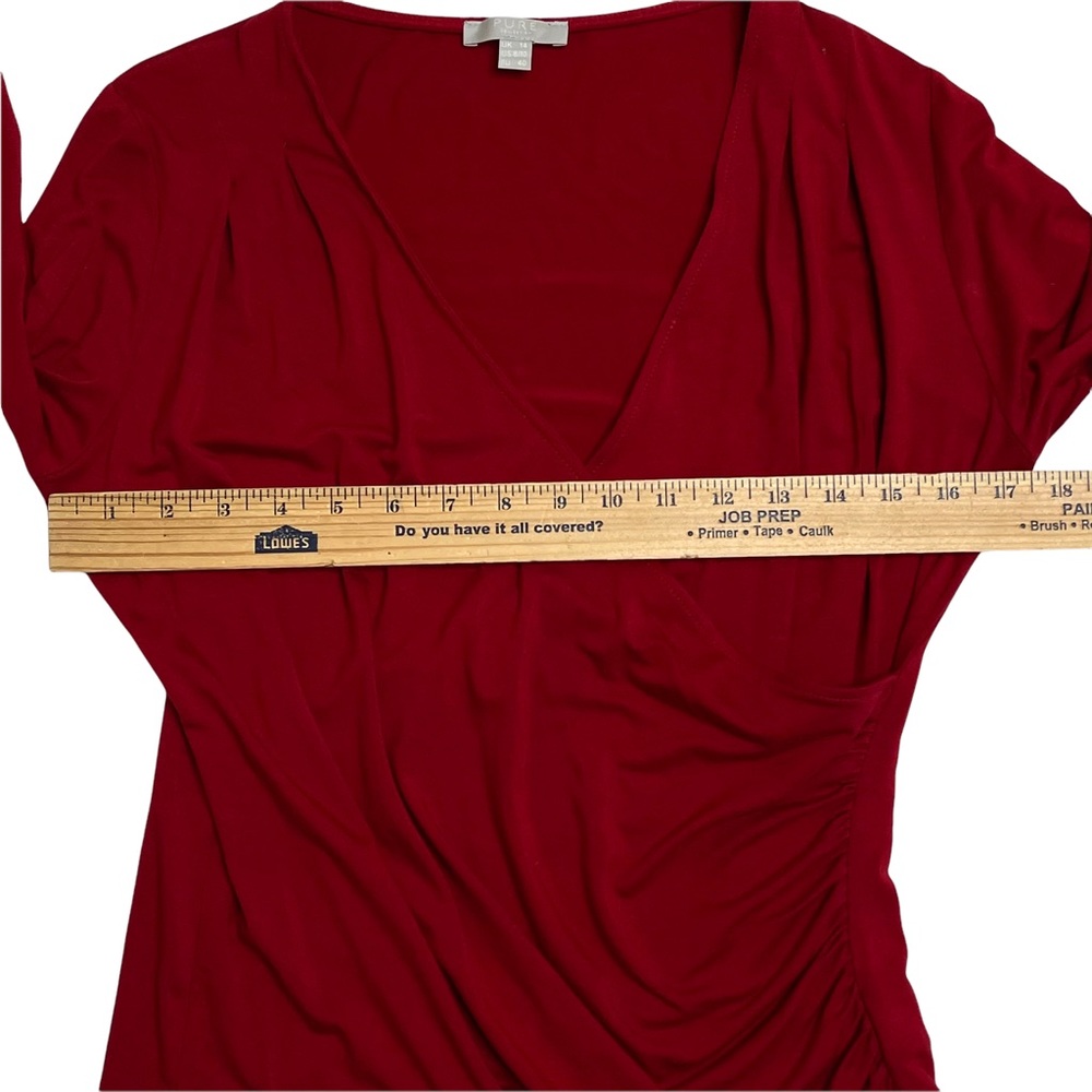 PURE Collection Deep Red Jersey Knit Wrap Top Size Medium - Picture 7 of 9